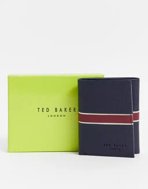 Ted Baker Strive RFID tri-fold card holder in navy