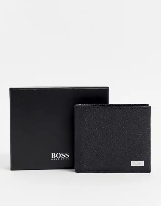 BOSS Crosstown leather bifold wallet in black