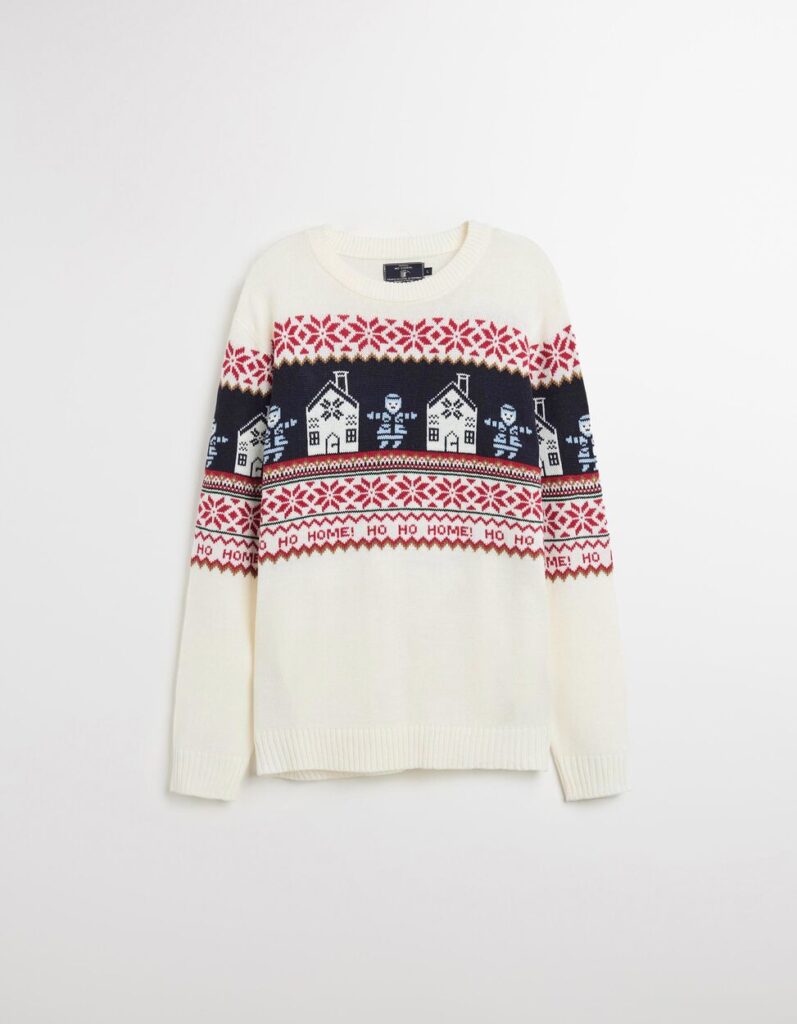 Camisola de natal com padrão festivo.