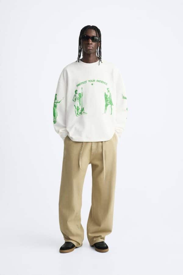 Zara SWEATSHIRT ESTAMPADO COMBINADO