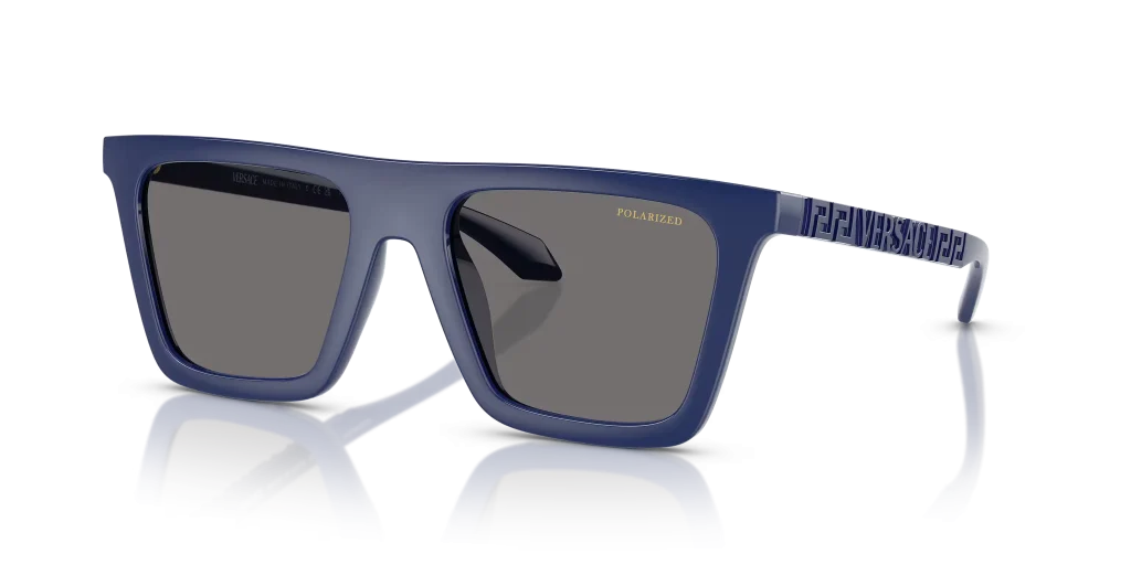 Óculos de sol azuis polarizados com design moderno.