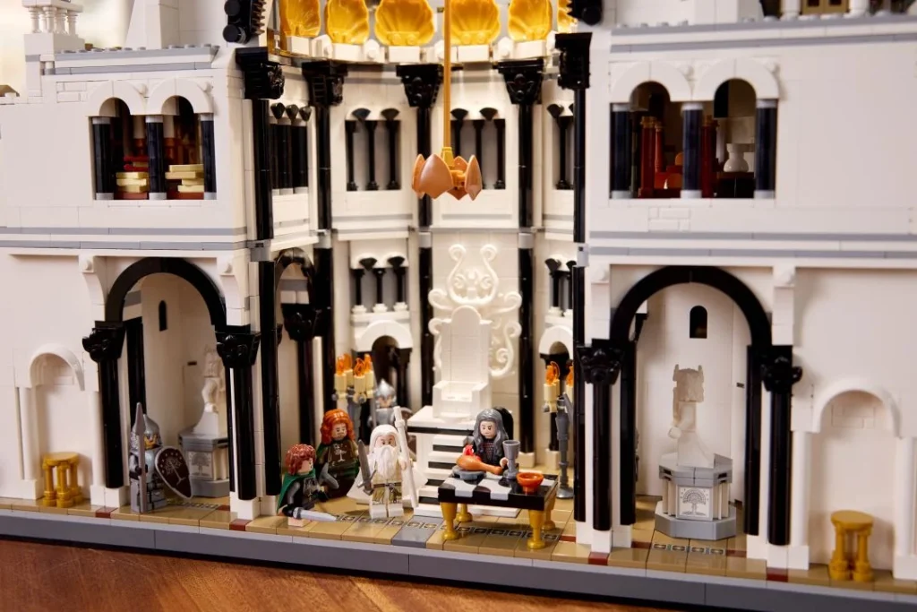 Modelo LEGO da sala do trono em Minas Tirith.