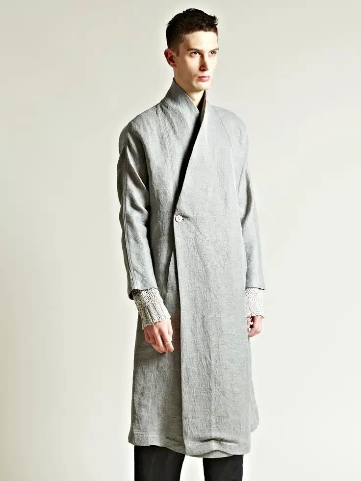 Gray Mens Kimono Sleeve Coat