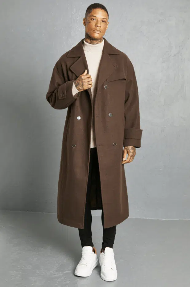 DOUBLE BREASTED STORM FLAP TRENCH OVERCOAT\