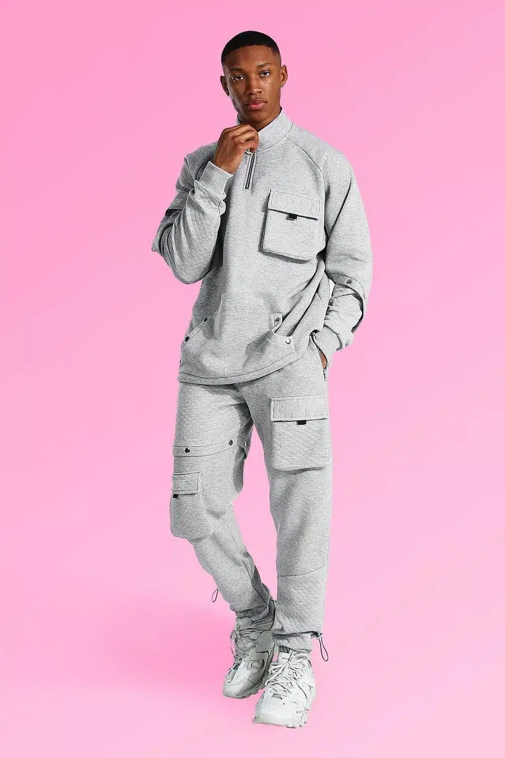 OVERSIZED QUILTED CARGO FUNNEL NECK TRACKSUIT