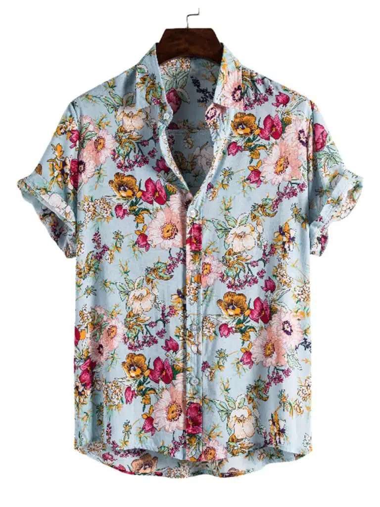 Men's Retro Floral Print Button Up Shirt