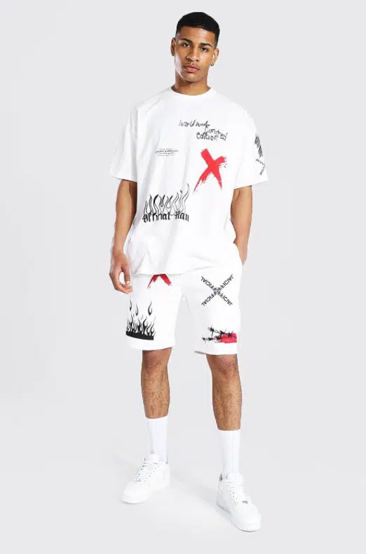 OVERSIZED MAN GRAFFITI T-SHIRT & SHORT SET