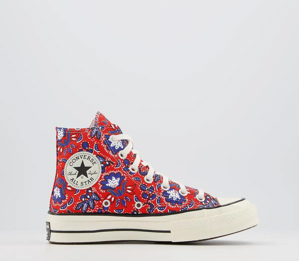 All Star Hi 70s TrainersHabanero Red Egret Rush Blue Print