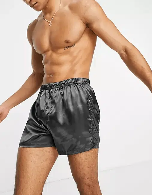 ASOS DESIGN satin boxer in grey