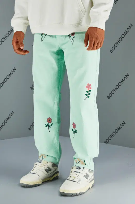 RELAXED FIT FLORAL JEANS