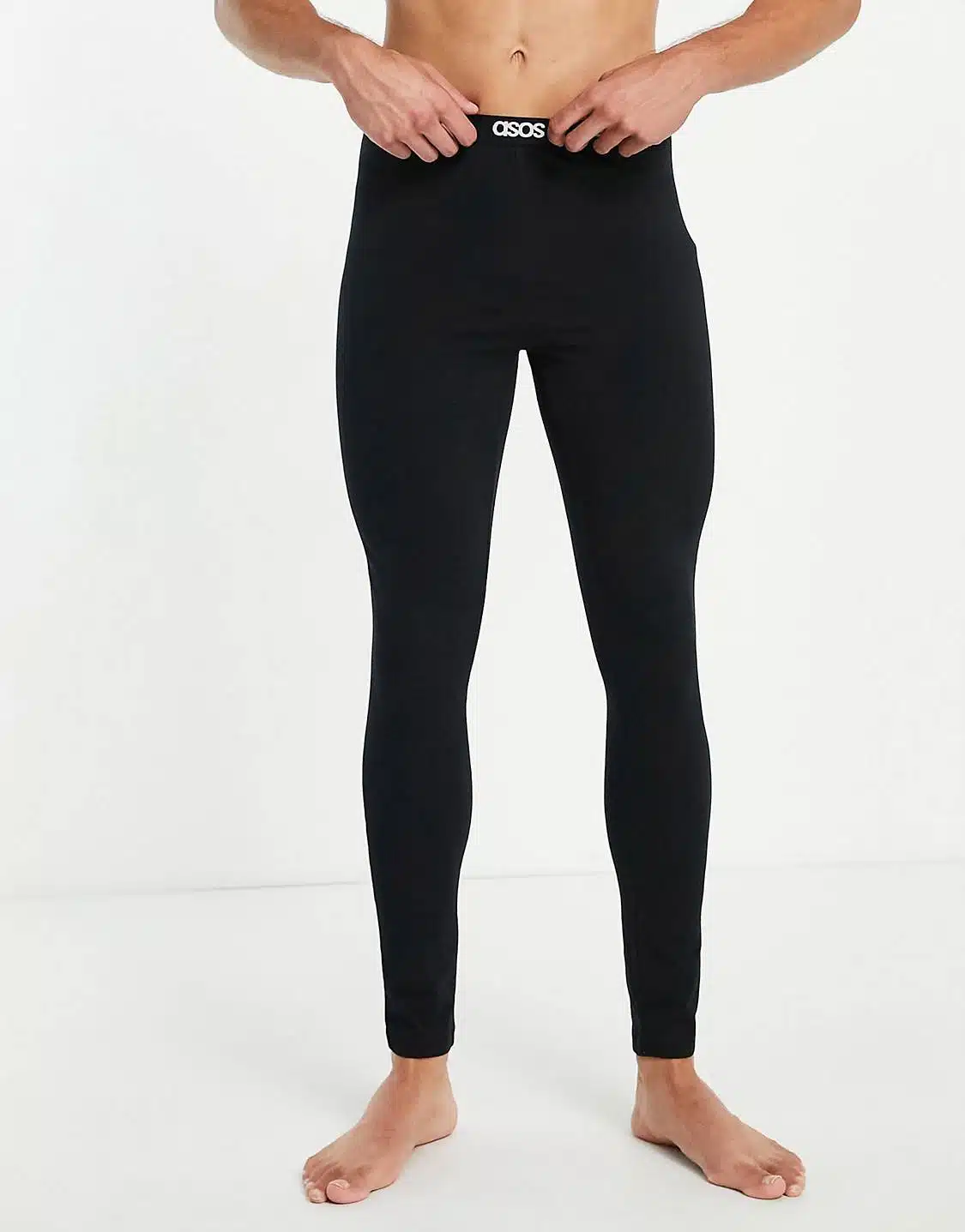 ASOS DESIGN lounge megging in black with branded waistband