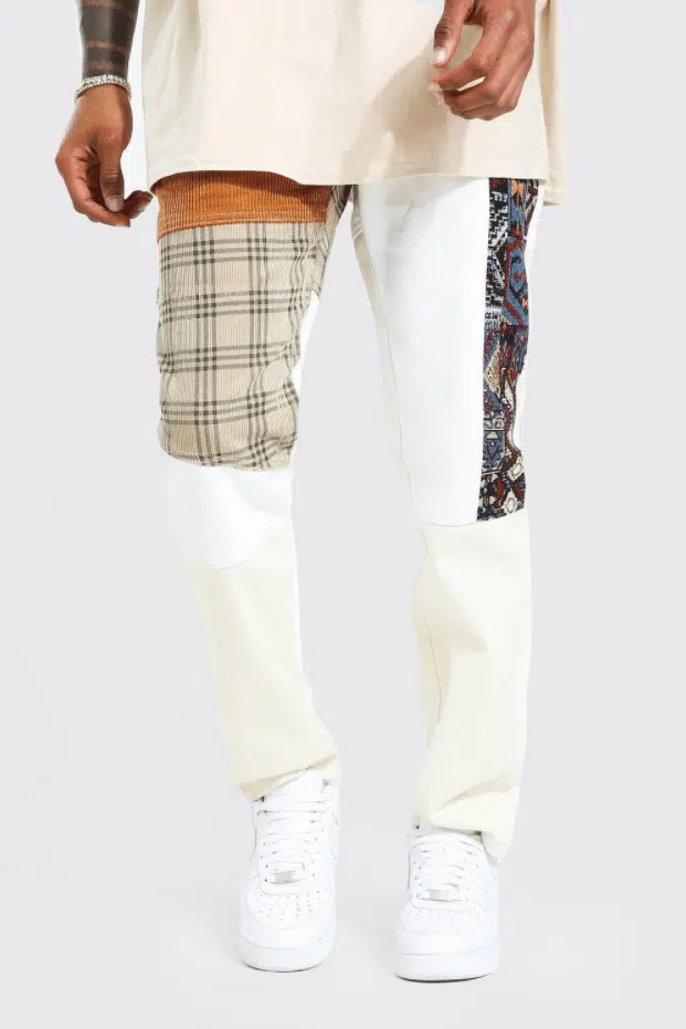 STRAIGHT LEG RIGID PATCHWORK JEANS