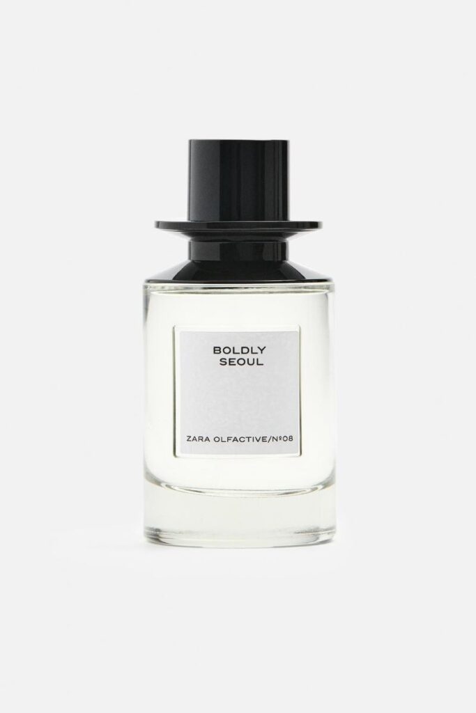 Frasco de perfume Boldly Seoul Zara Olfactive 108.