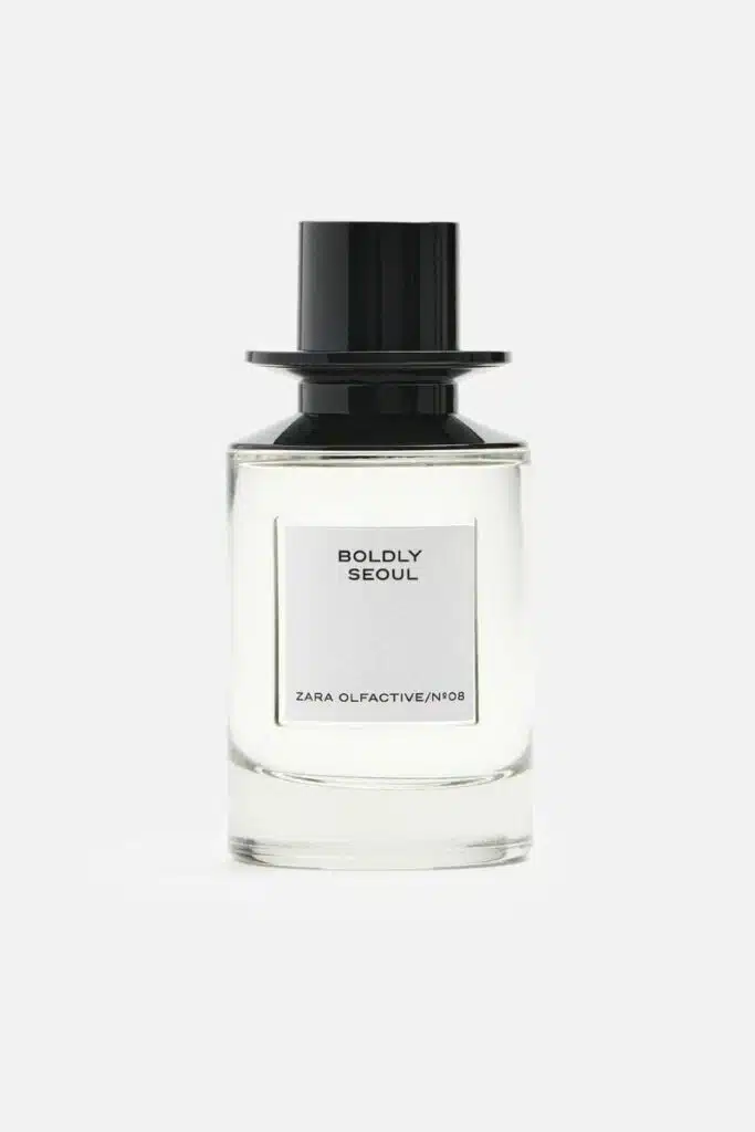 Frasco de perfume Boldly Seoul Zara Olfactive 108.