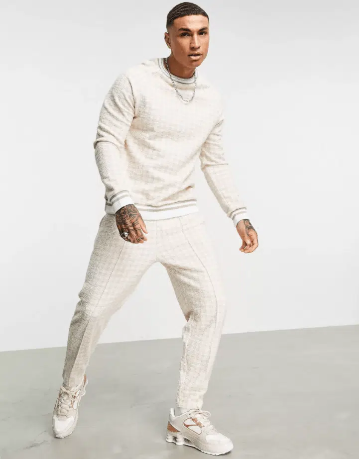 ASOS DESIGN co-ord sweatshirt and joggers in smart textured checK