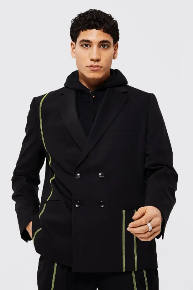 boohooman BLACK RELAXED SEAM SUIT