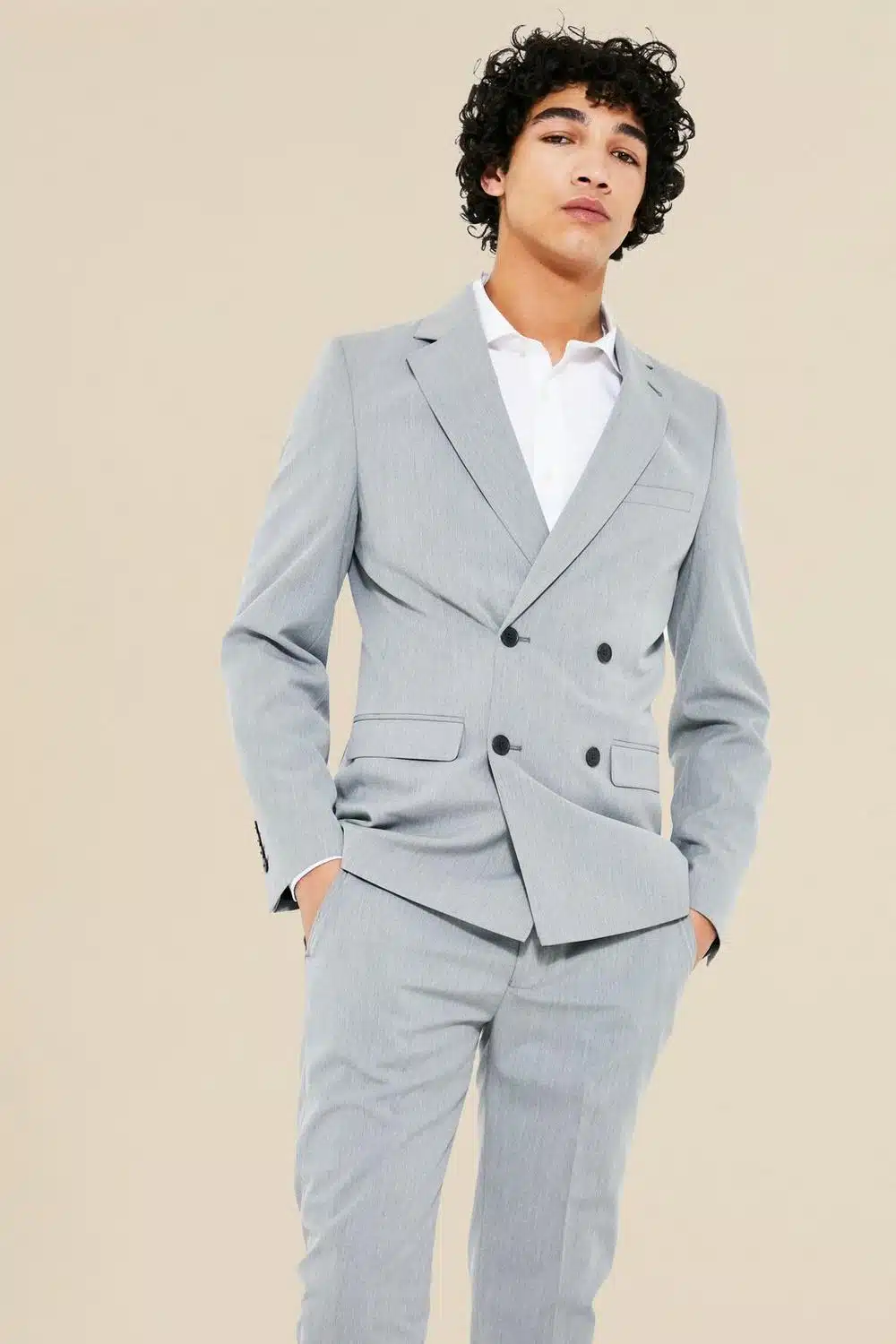 SKINNY DOUBLE BREASTED SUIT JACKET