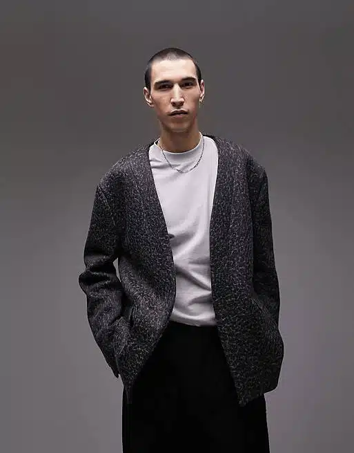 Topman wool mix kimono blazer in black