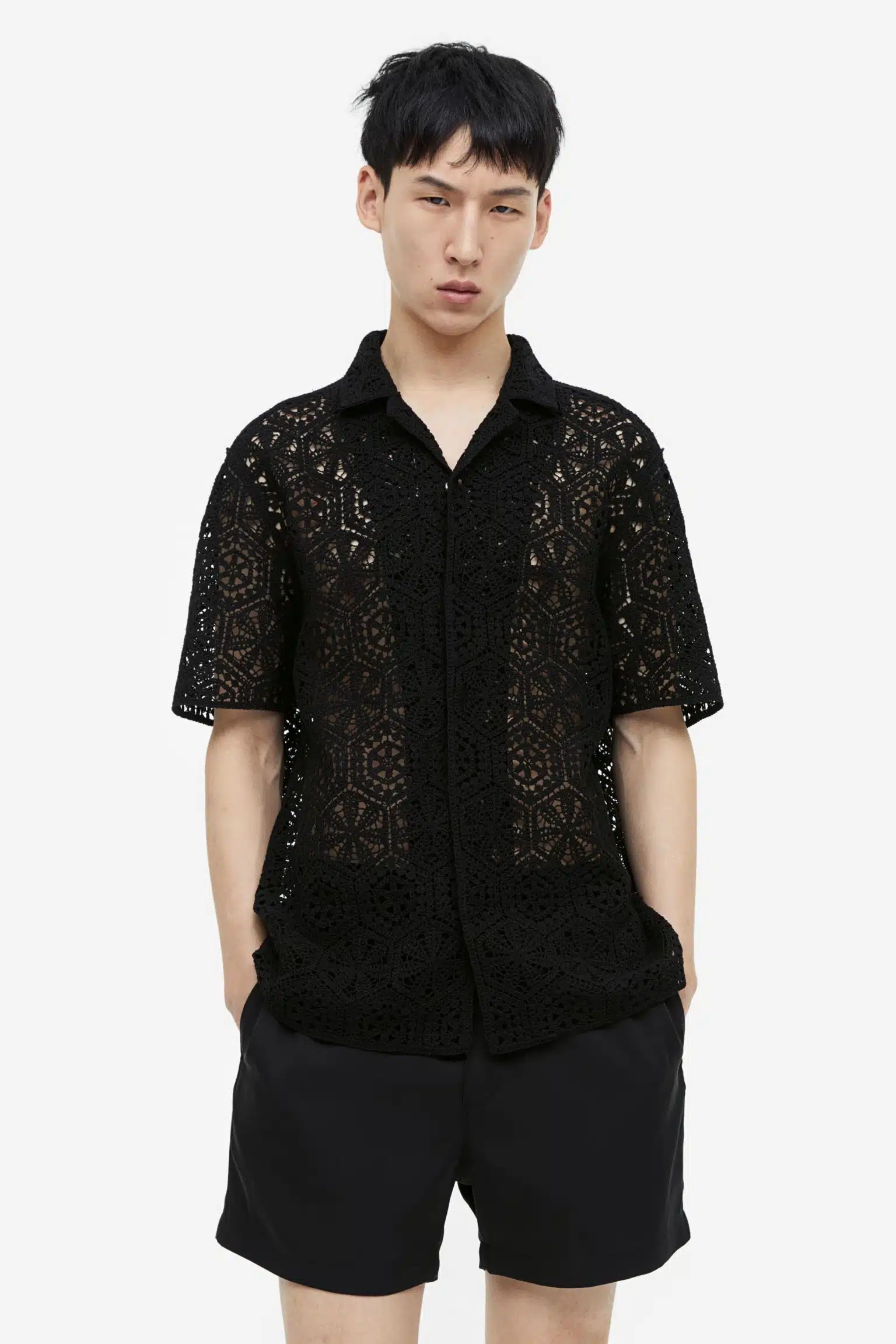 Camisa resort em estilo crochet Regular Fit - HM