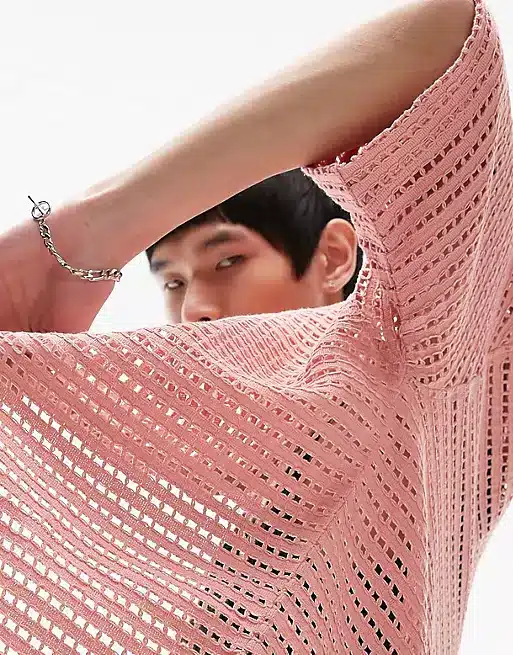 Topman oversized crochet shirt in pink - ASOS