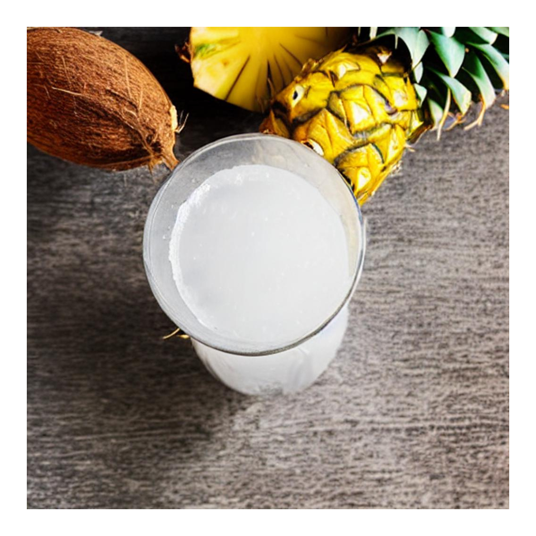 coconut and pineapple water juice in a sports bottle by Picsart AI