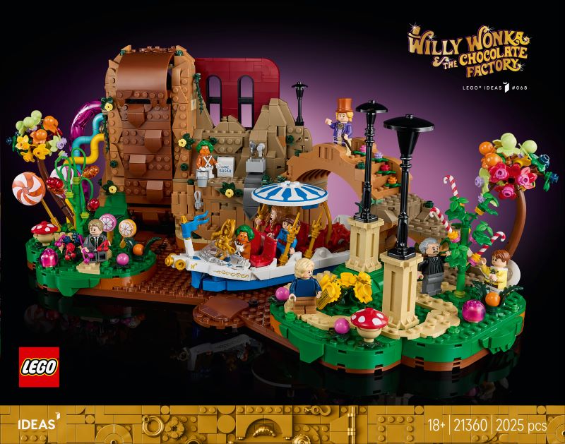 Conjunto LEGO da fábrica de chocolate de Willy Wonka.