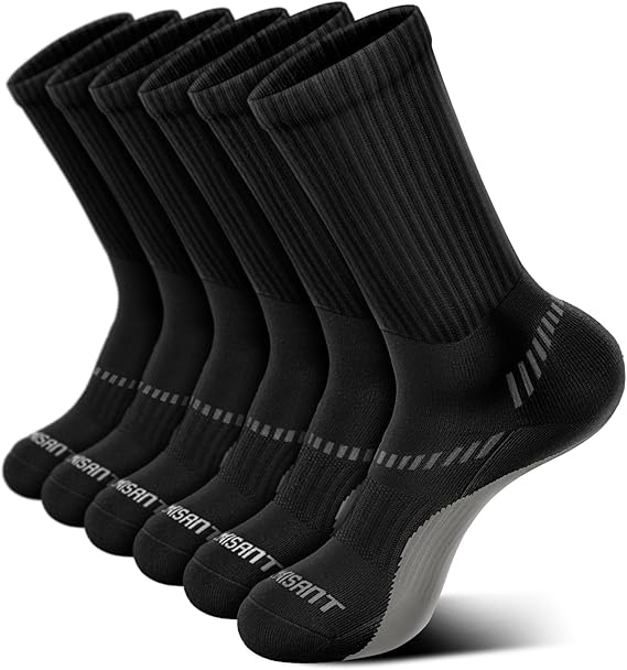 Meias pretas desportivas para homem, conjunto de seis pares.