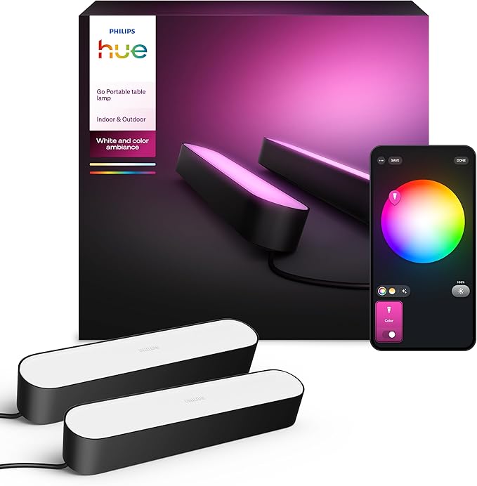 Lâmpada Philips Hue com controlo de cores via app.