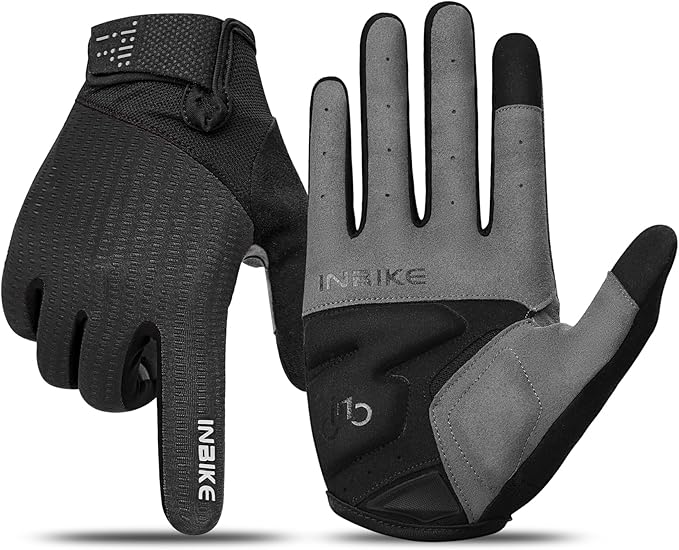 Luvas de ciclismo resistentes, pretas e cinzentas, Inbike.