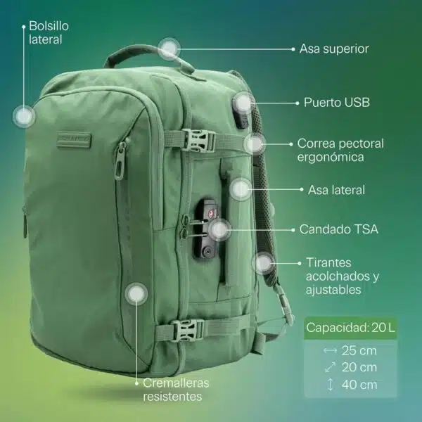 Mochila de viagem 40 x 20 x 25 - Amazon.es