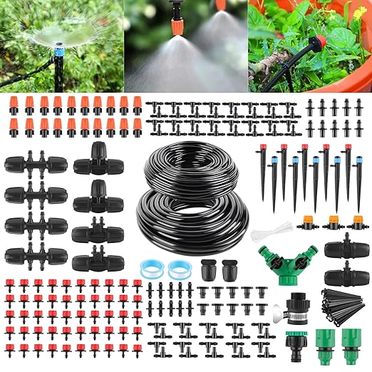 Kit de irrigação por gotejamento para jardins.