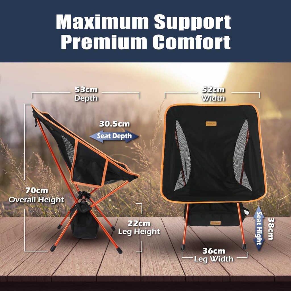 Cadeiras dobráveis de apoio máximo e conforto premium.