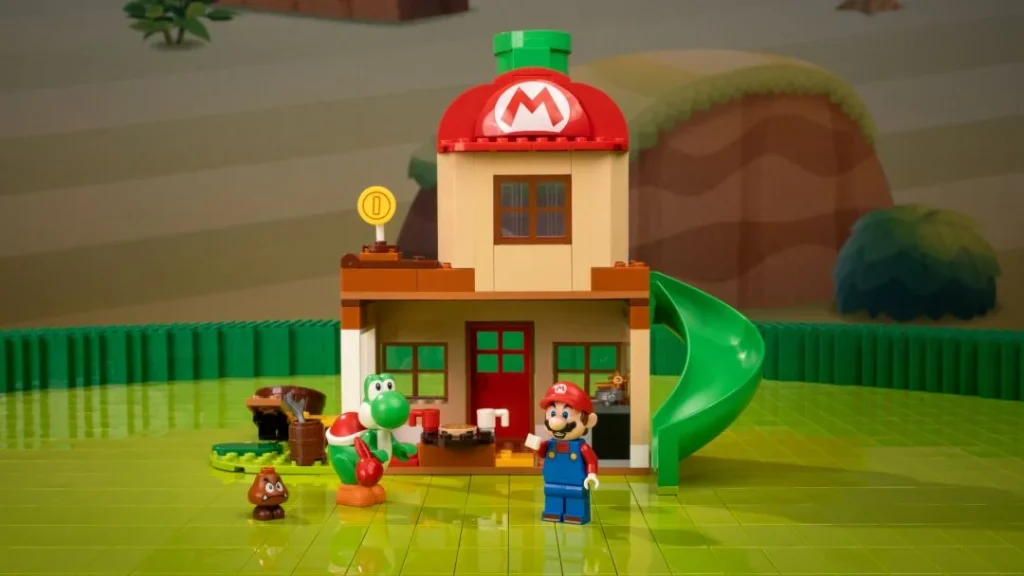 Conjunto LEGO Super Mario com figuras de Mario e Yoshi