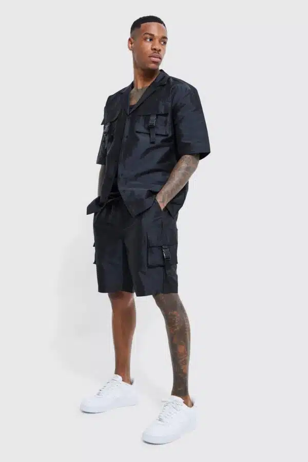 Short Sleeve Revere Utility Shirt & Cargo Short Set