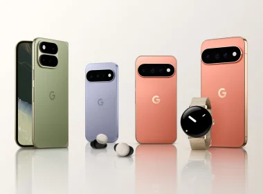 Gama de dispositivos Google Pixel em várias cores e tamanhos.