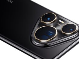 Detalhe de câmaras de um telemóvel moderno preto.