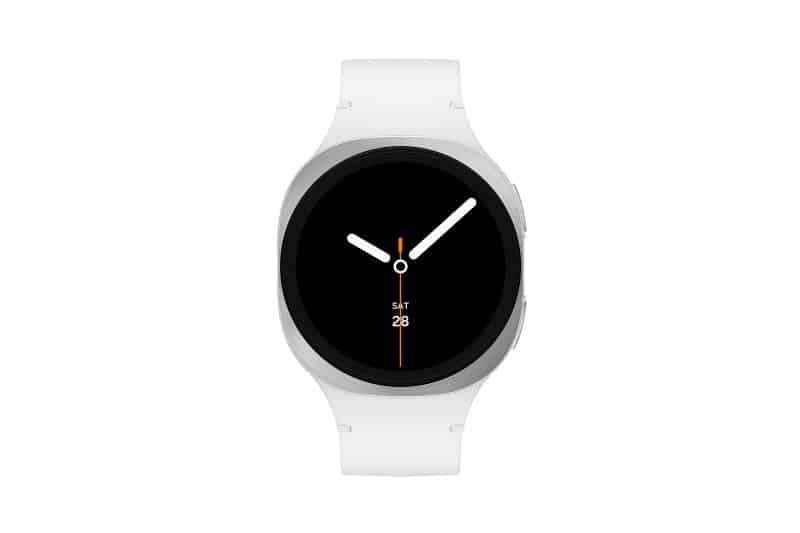 Smartwatch branco com mostrador digital