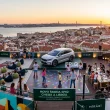 Evento Skoda Epiq num rooftop em Lisboa ao pôr-do-sol.