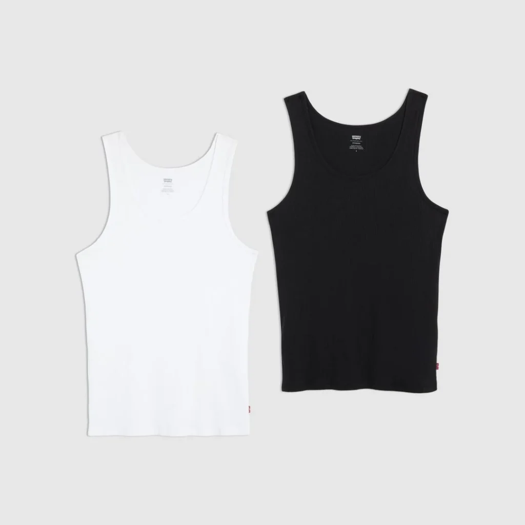 Duas camisolas interiores caneladas Levi's, preta e branca.