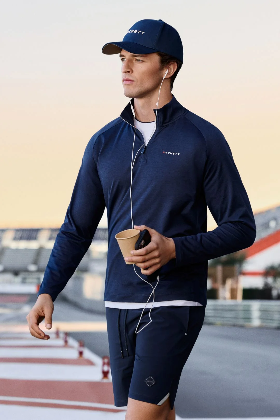 Hackett Sports Slim Fit Long Sleeve Quarter Zip Polo