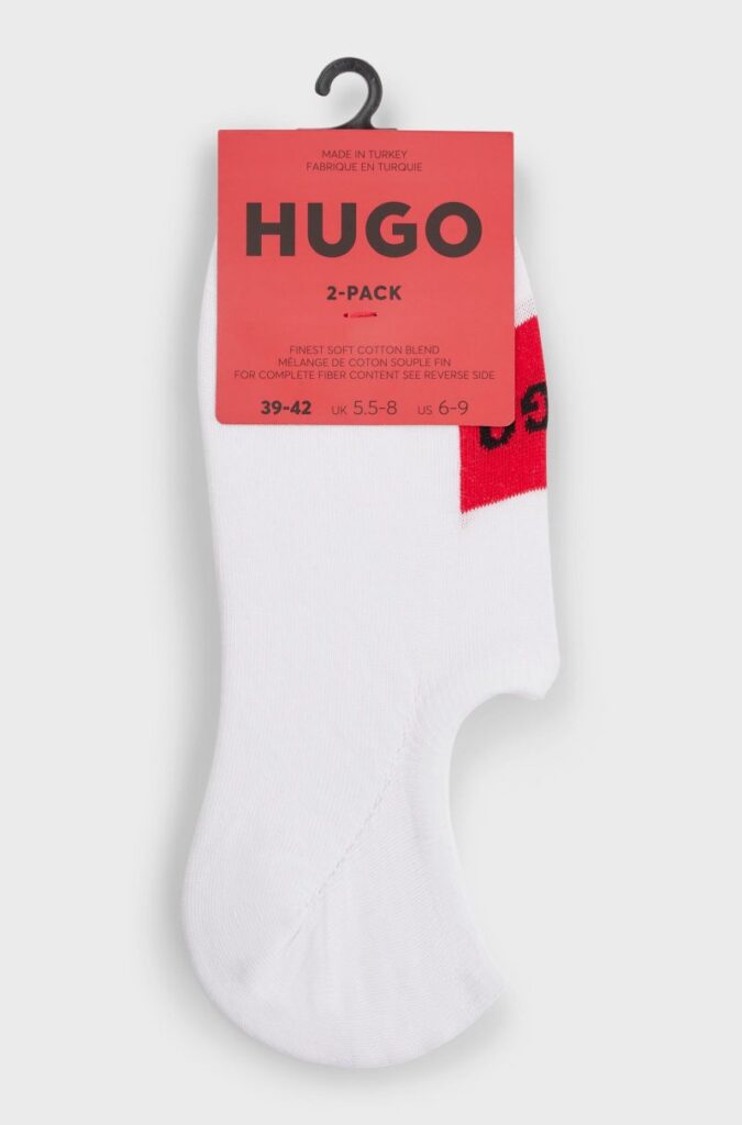 Pack de dois pares de meias invisíveis com logotipos vermelhos da Hugo