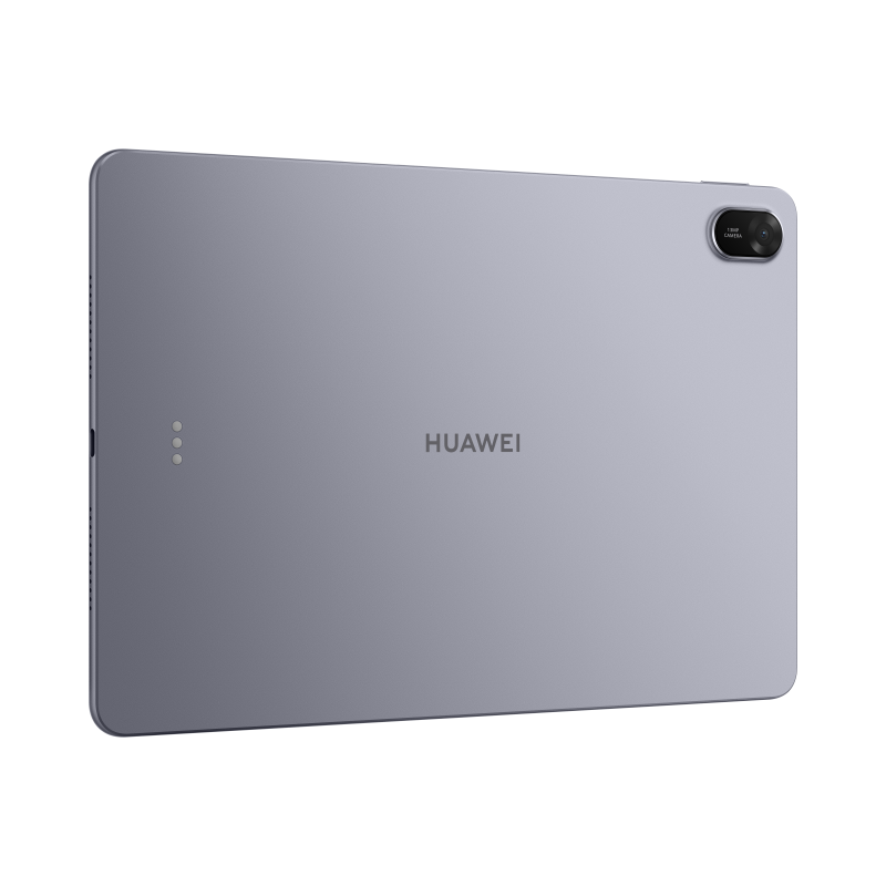 Traseira de tablet Huawei cinzento com câmara.