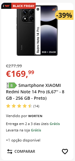 Promoção Smartphone Xiaomi Redmi Note 14 Pro Preto