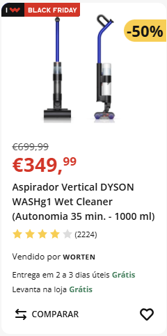 Aspirador Dyson em promoção Black Friday, desconto 50%.
