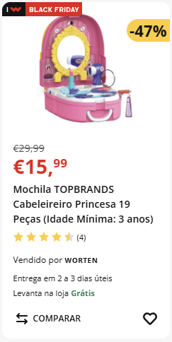 Mochila cabeleireiro princesa para crianças, desconto 47%