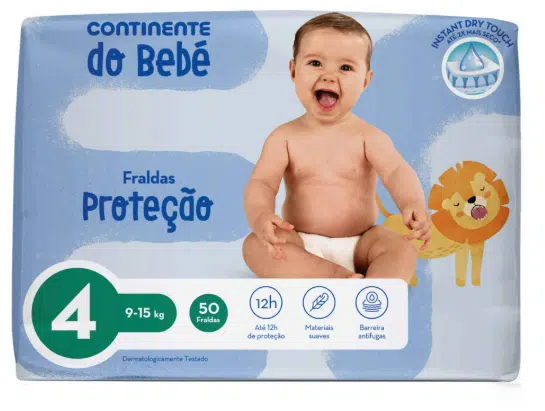 Fraldas Proteção 9-15kg T4 Continente do Bebé