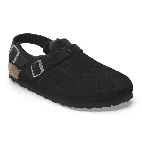 Birkenstock Tokio Inside Shearling Couro Camurça/ Pelo - Preto