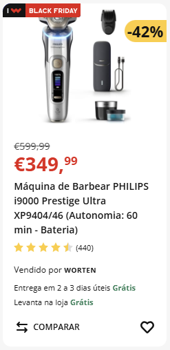 Promoção Black Friday: Máquina de barbear Philips em desconto.
