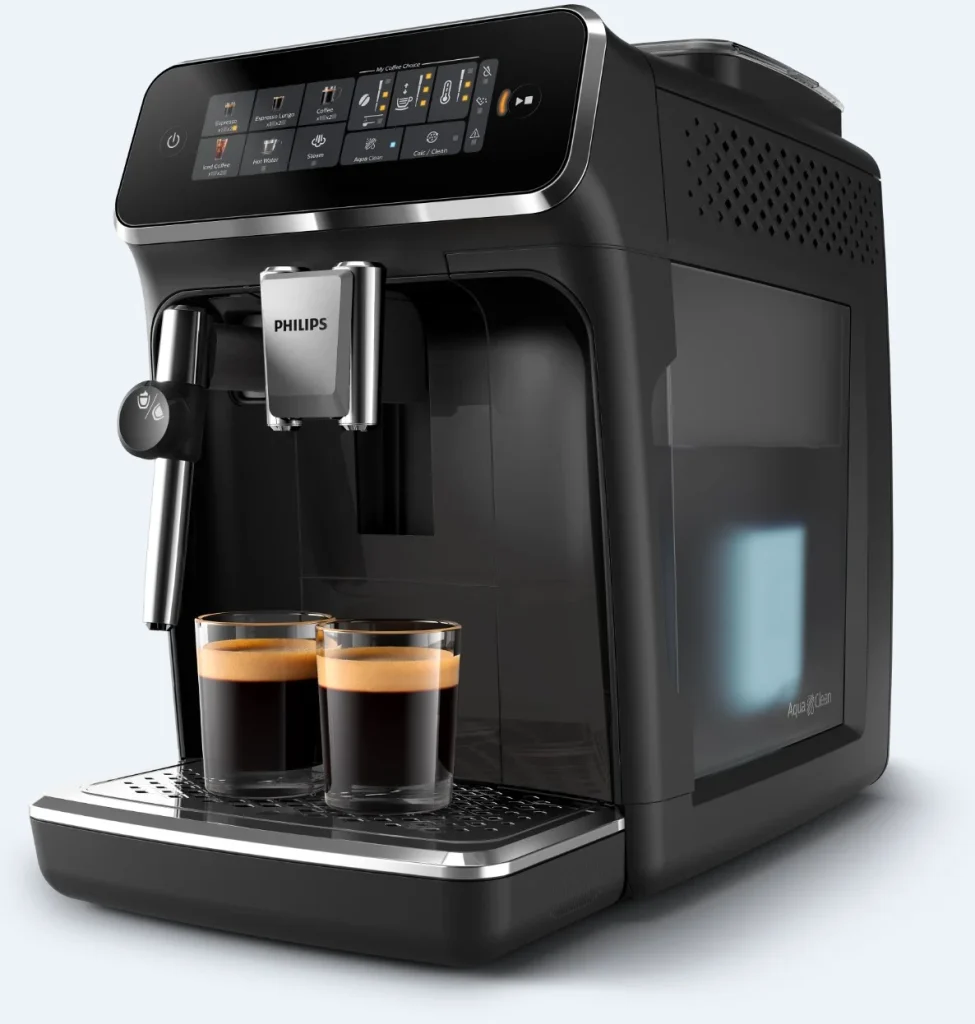Máquina de café automática Máquina de Café Automática Philips Série 3300 preta com dois expressos.