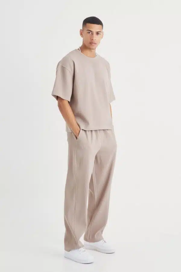 Pleated Oversized Boxy T-shirt & Trouser BoohooMan